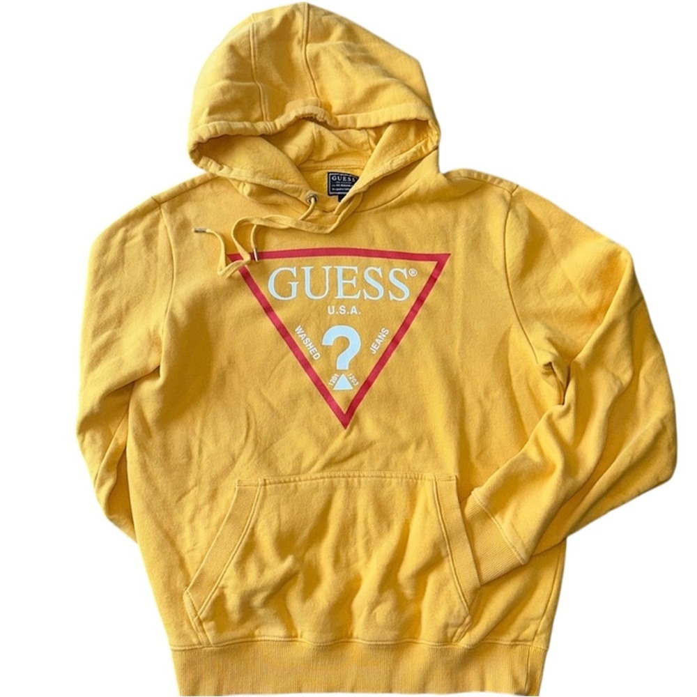Vintage VTG 90s/00s Guess USA Oversized Yellow Sweatshirt Sz M Graphic Pullover